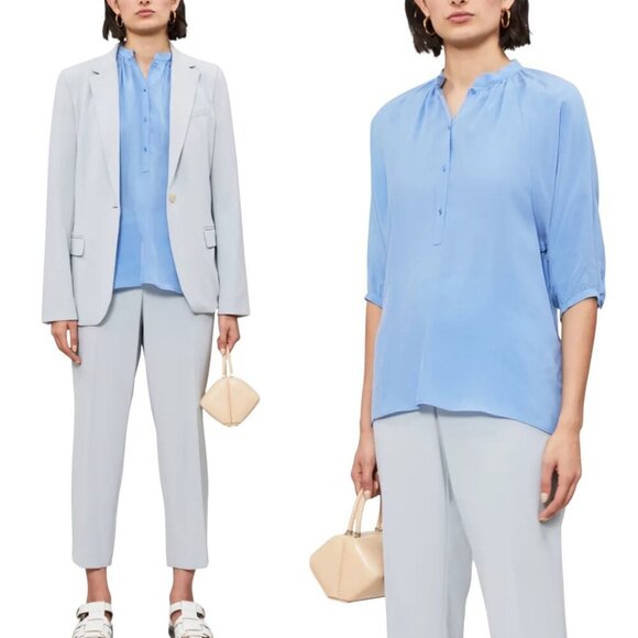 Maje Lua Collarless Blouse Womens Size 1 US S Clean Girl Aesthetic Office Top - Picture 3 of 8